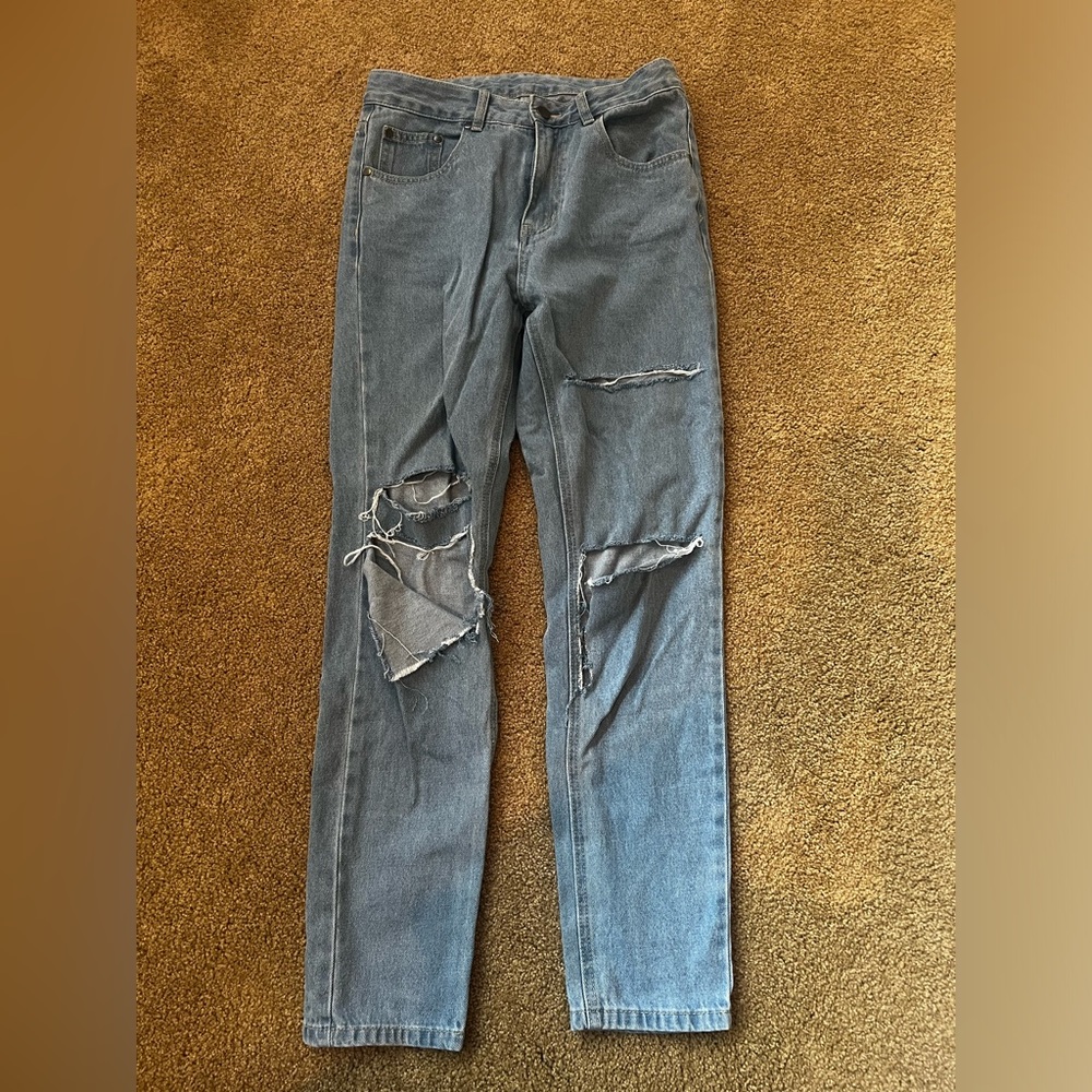 Ripped denim jeans shein